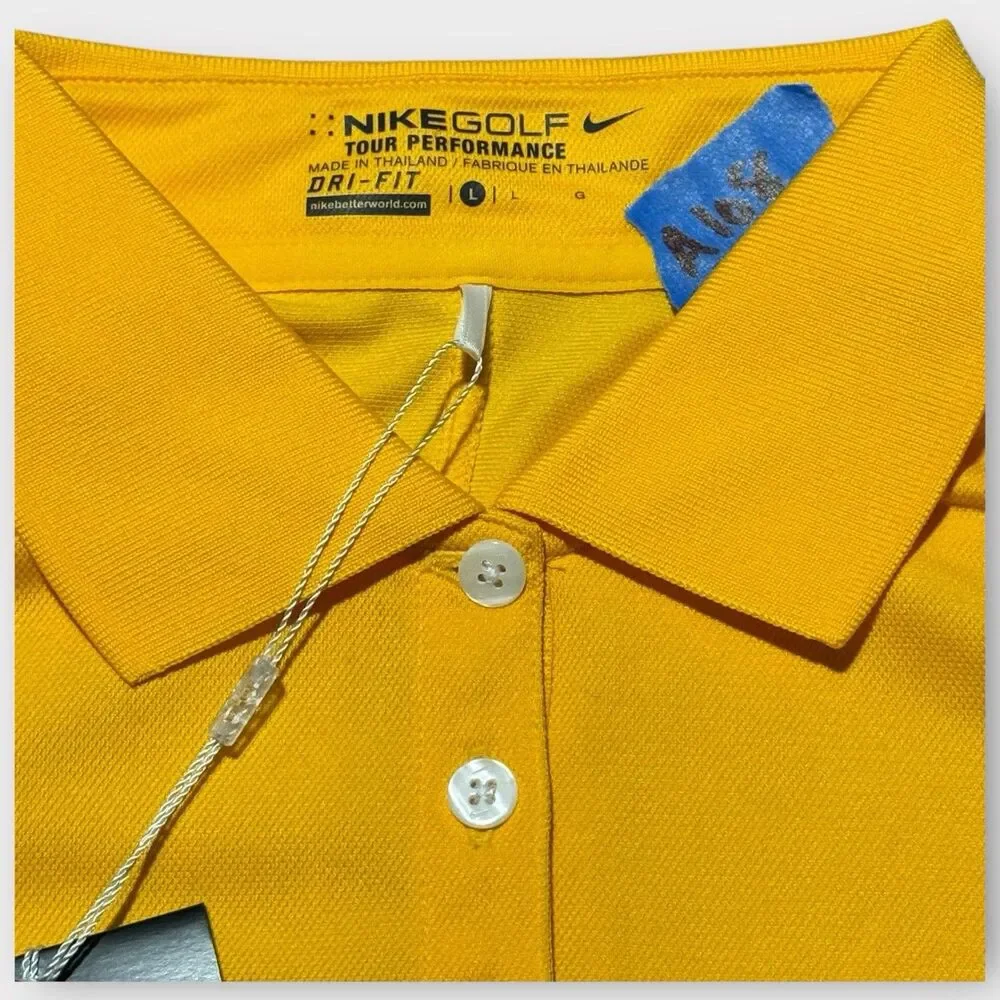 NWT PGA Tour Nike Women's LRG Yellow Performance Polo Golf Golfwear Sports Shirt